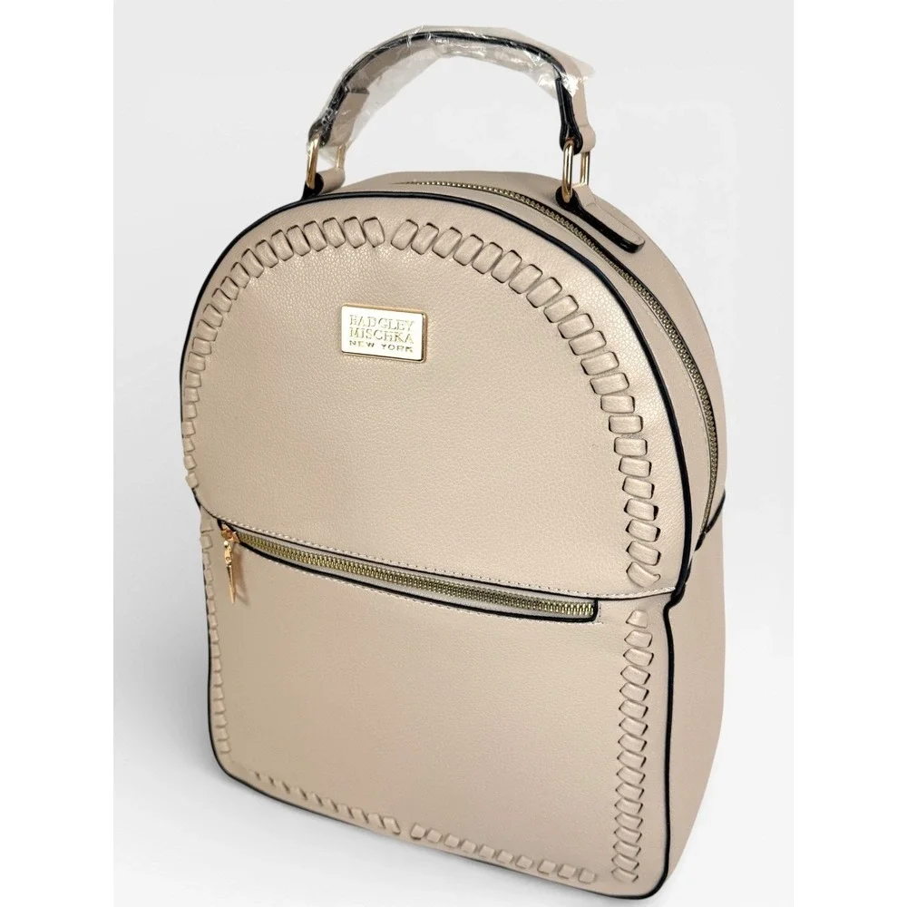 BADGLEY MISCHKA New York The Ann Backpack Purse Vegan Leather Beige NWT